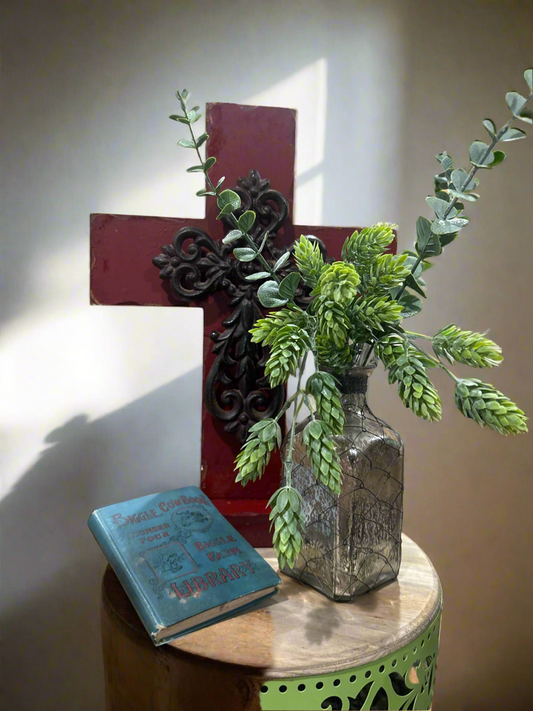 Wooden cross on wood