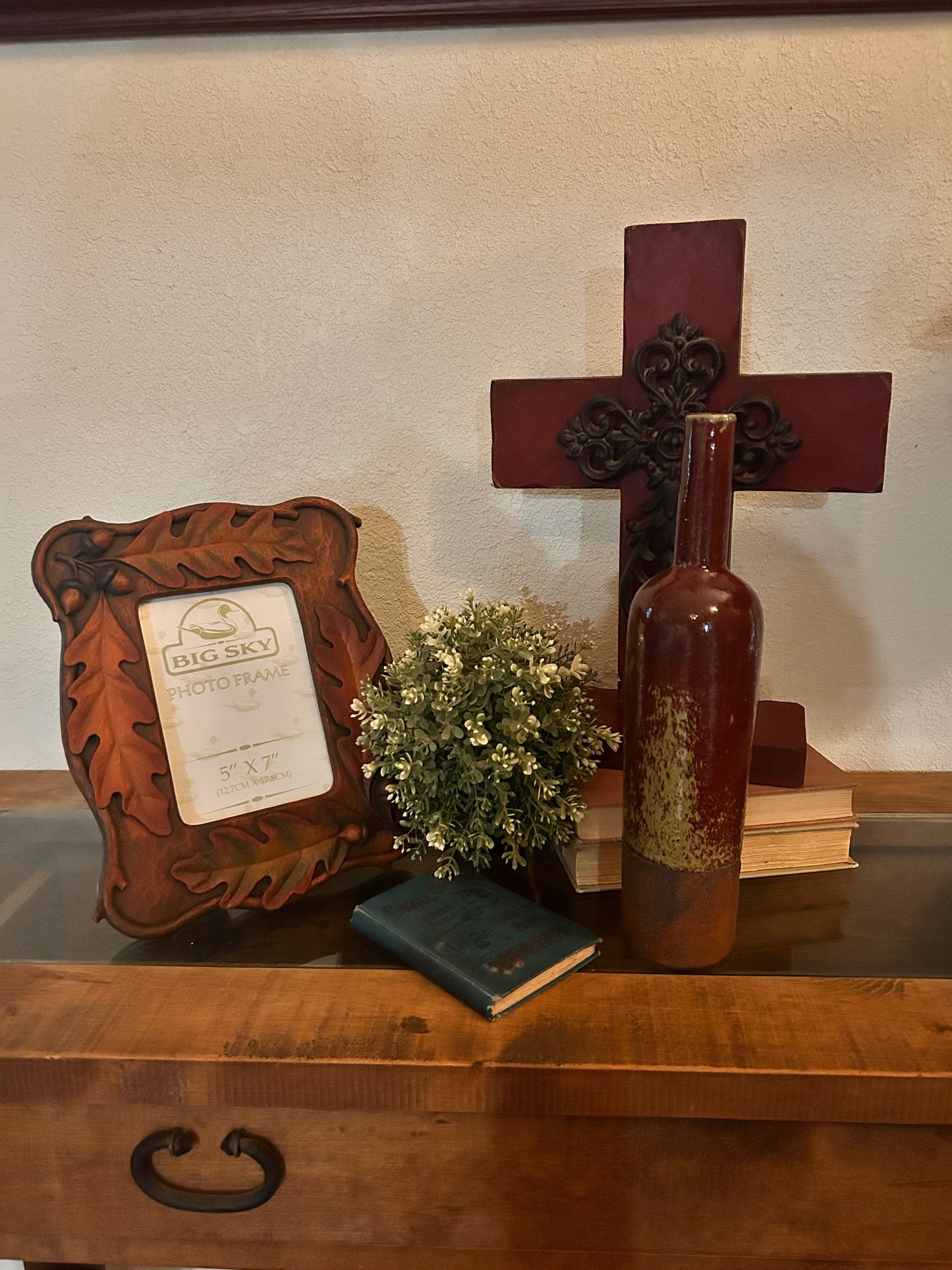 Wooden cross on wood