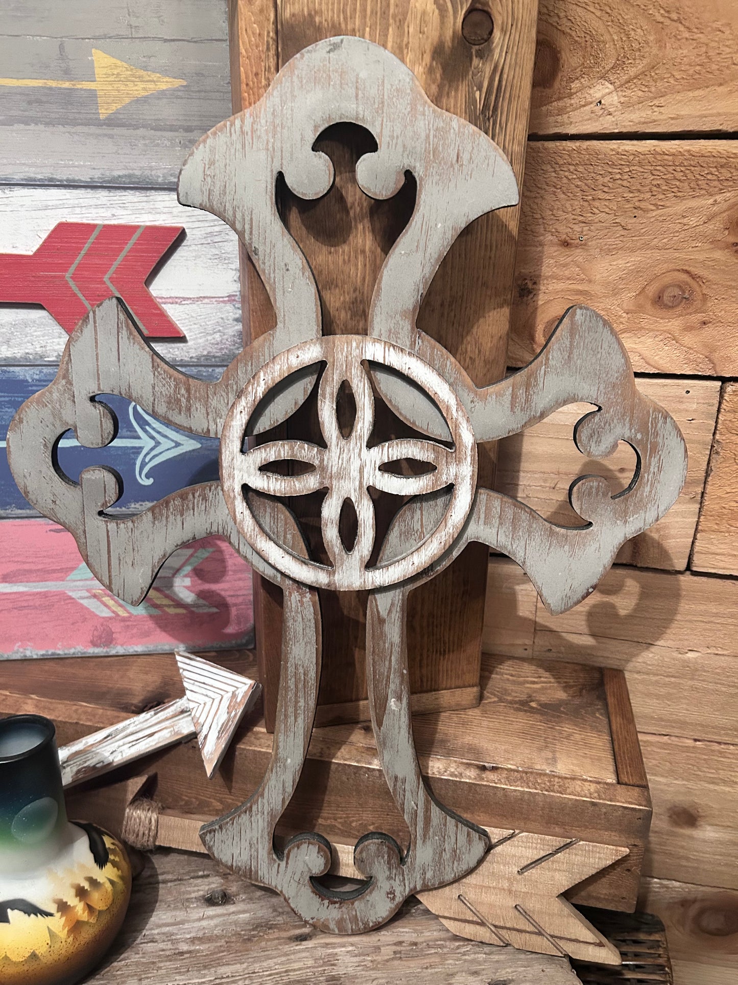 Large wooden wall cross