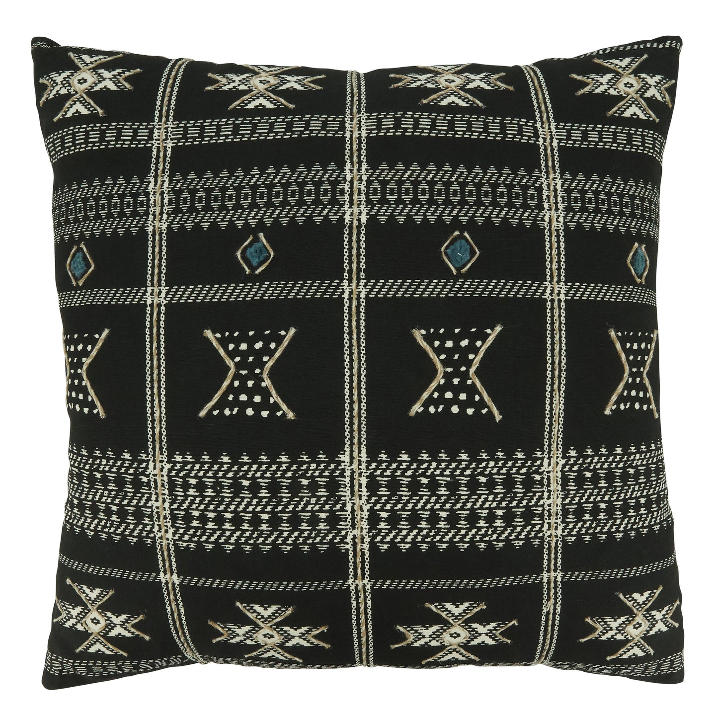 Embroidered Mudcloth Throw Pillow Cover