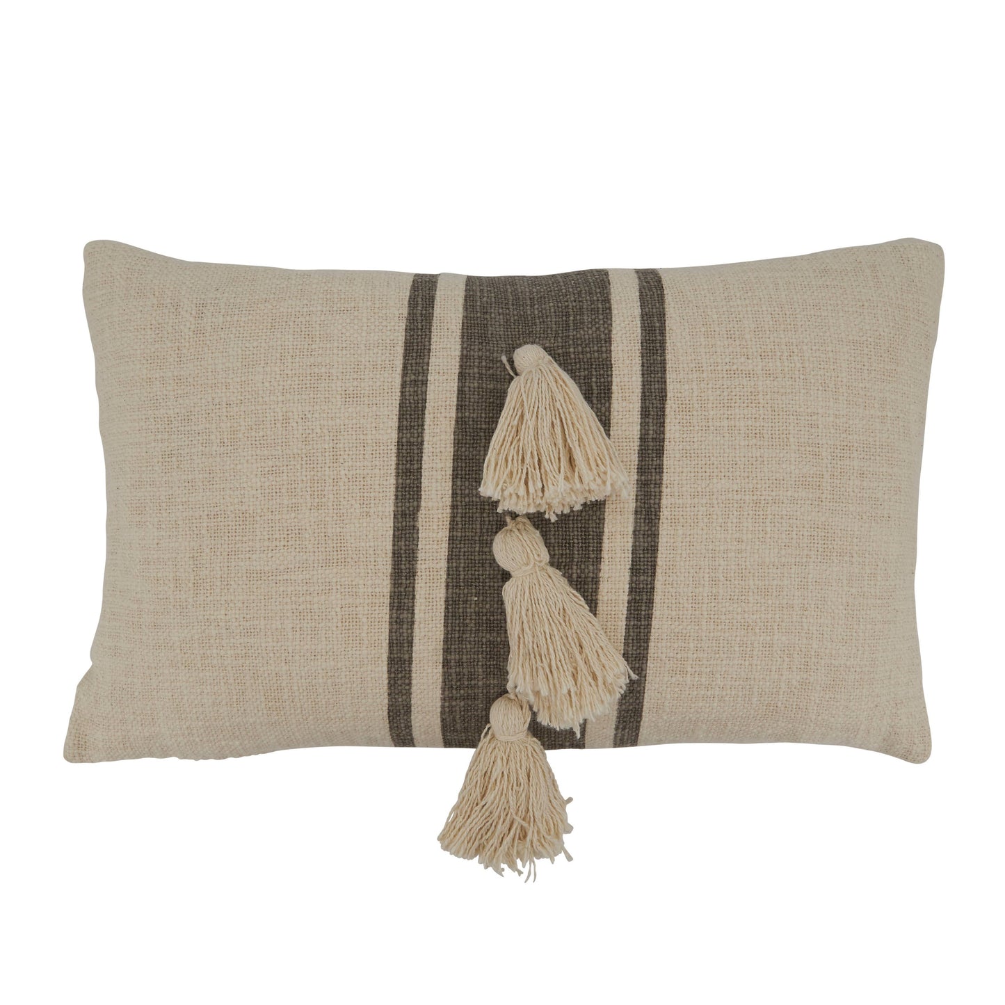 Striped Tassel Pillow Cover Only