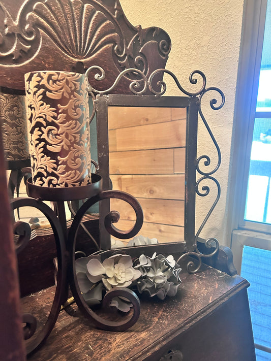 Wrought Iron framed mirror