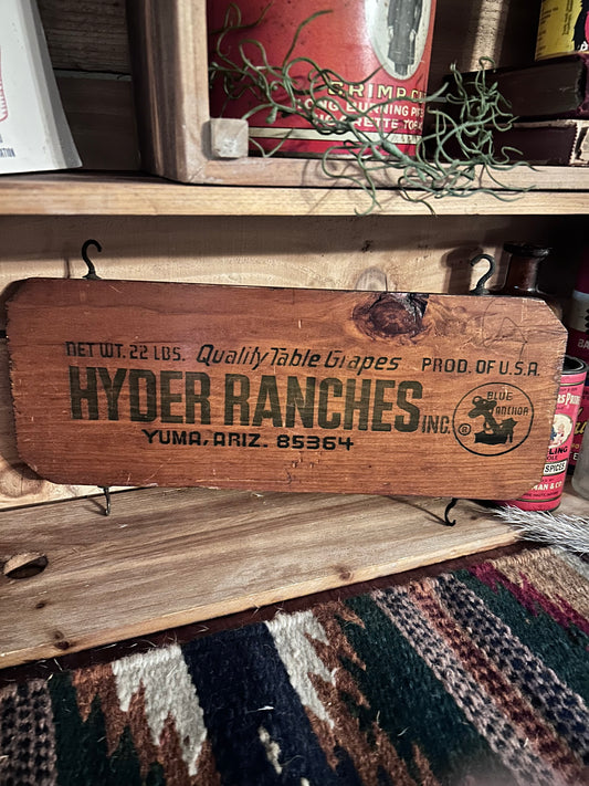 Vintage Wood Fruit Crate  End- Hyder Ranch