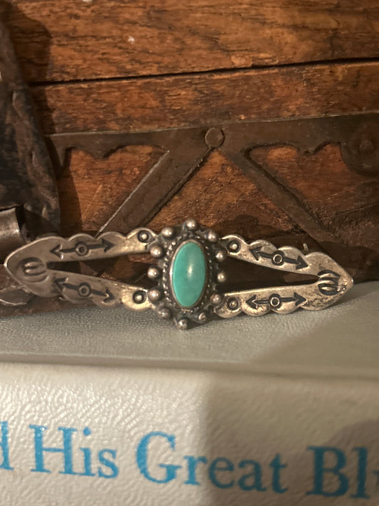 Fred Harvey Era Navajo Silver and Turq. Pin