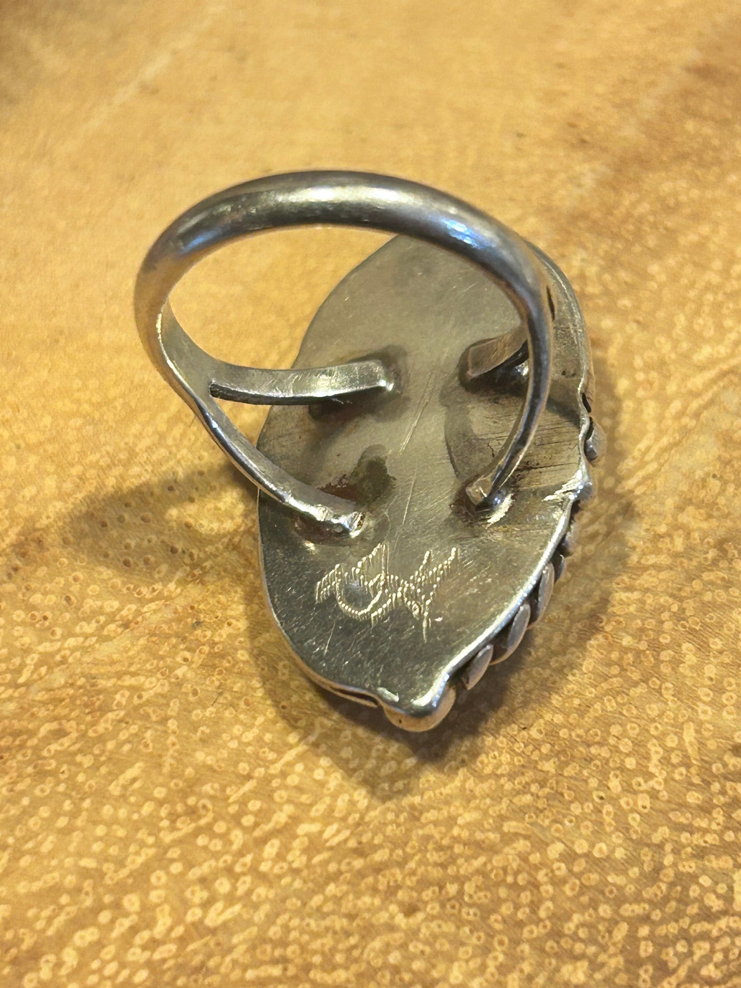 Vintage Native American Crafted Sterling Turquoise Ring