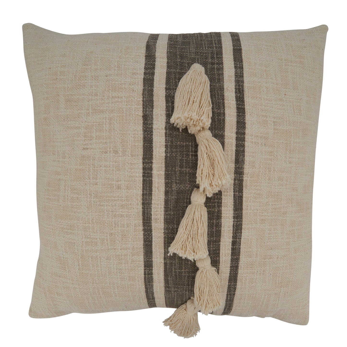 Striped Tassel Pillow Cover Only