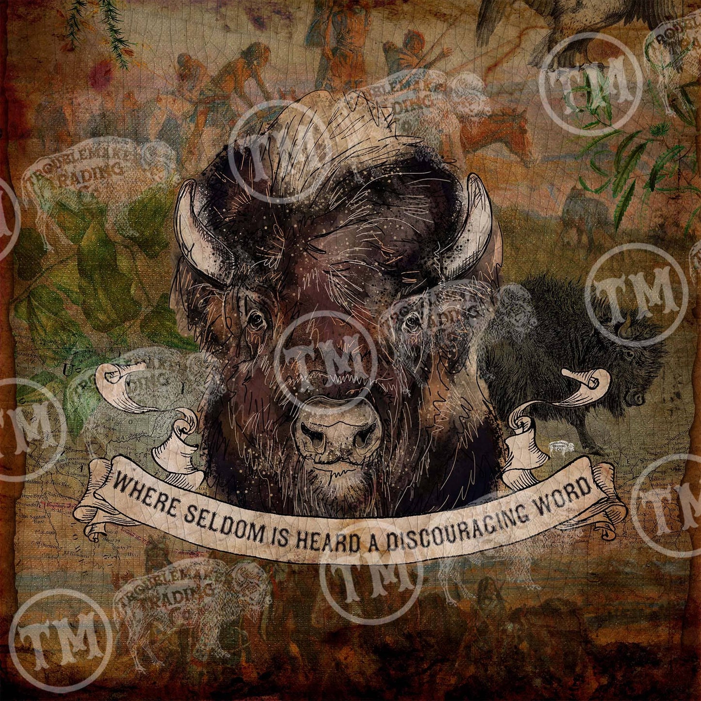 "Seldom is Heard A Discouraging Word"  Framed Square Canvas