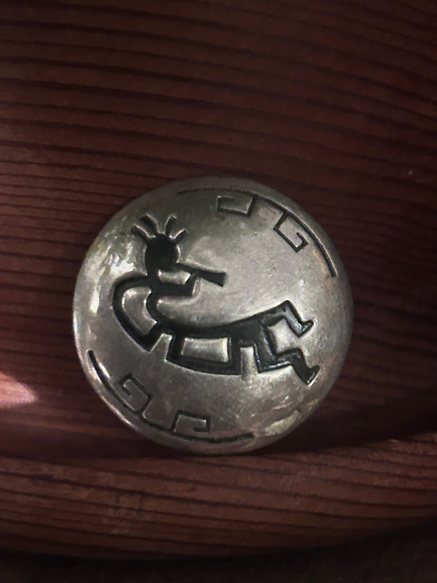 Vintage Kokopelli Sterling Round Brooch