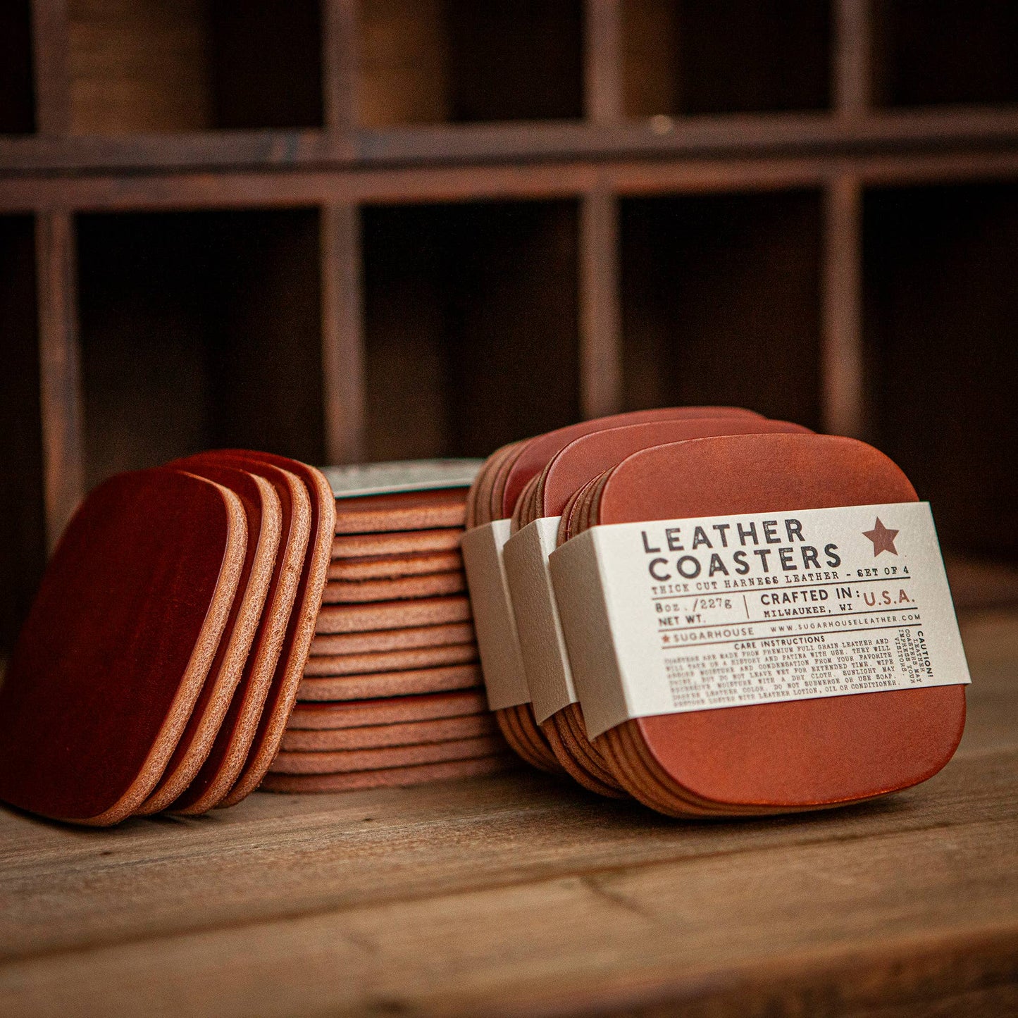 Leather Coasters Set of 4