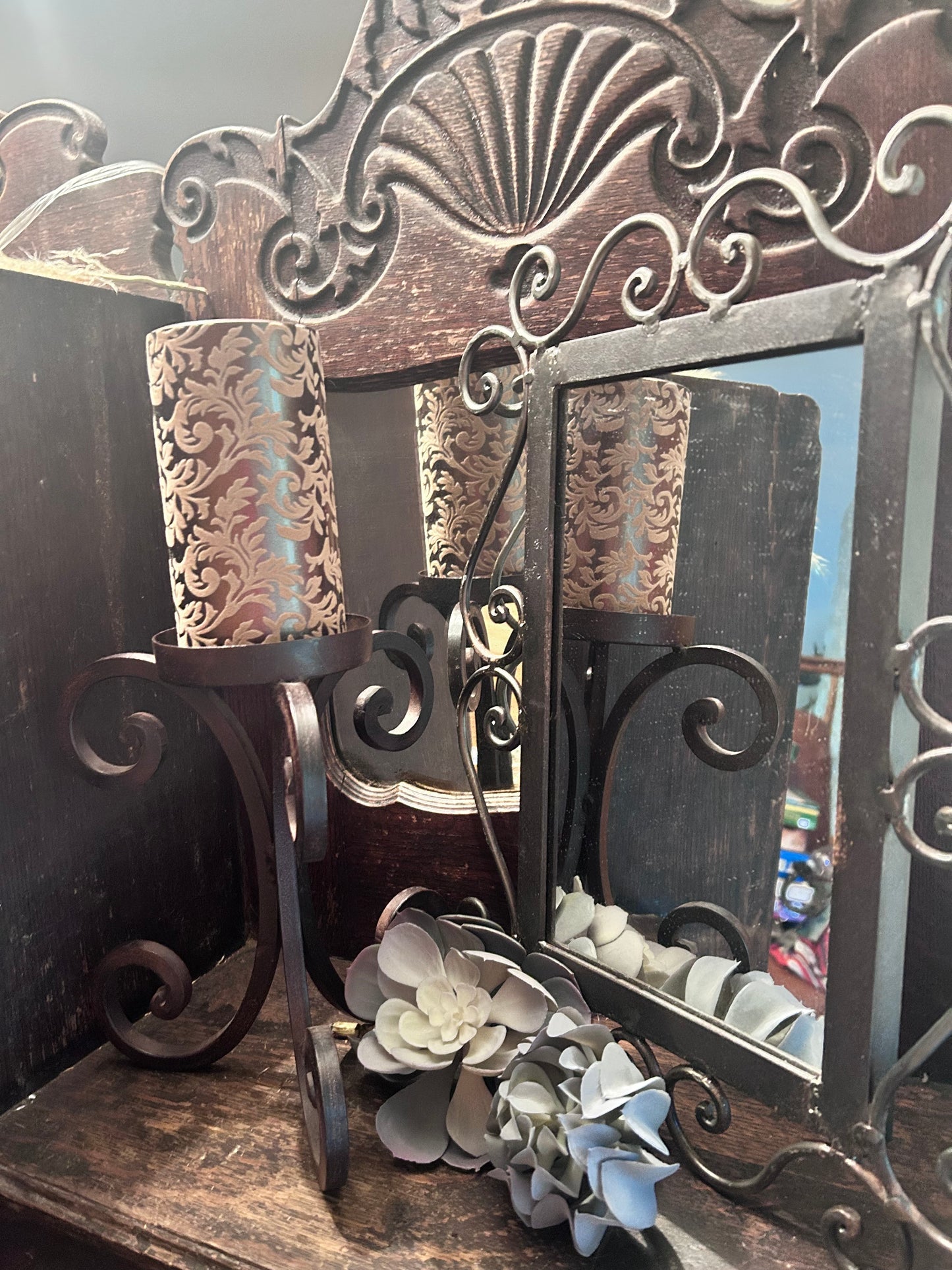 Wrought Iron framed mirror