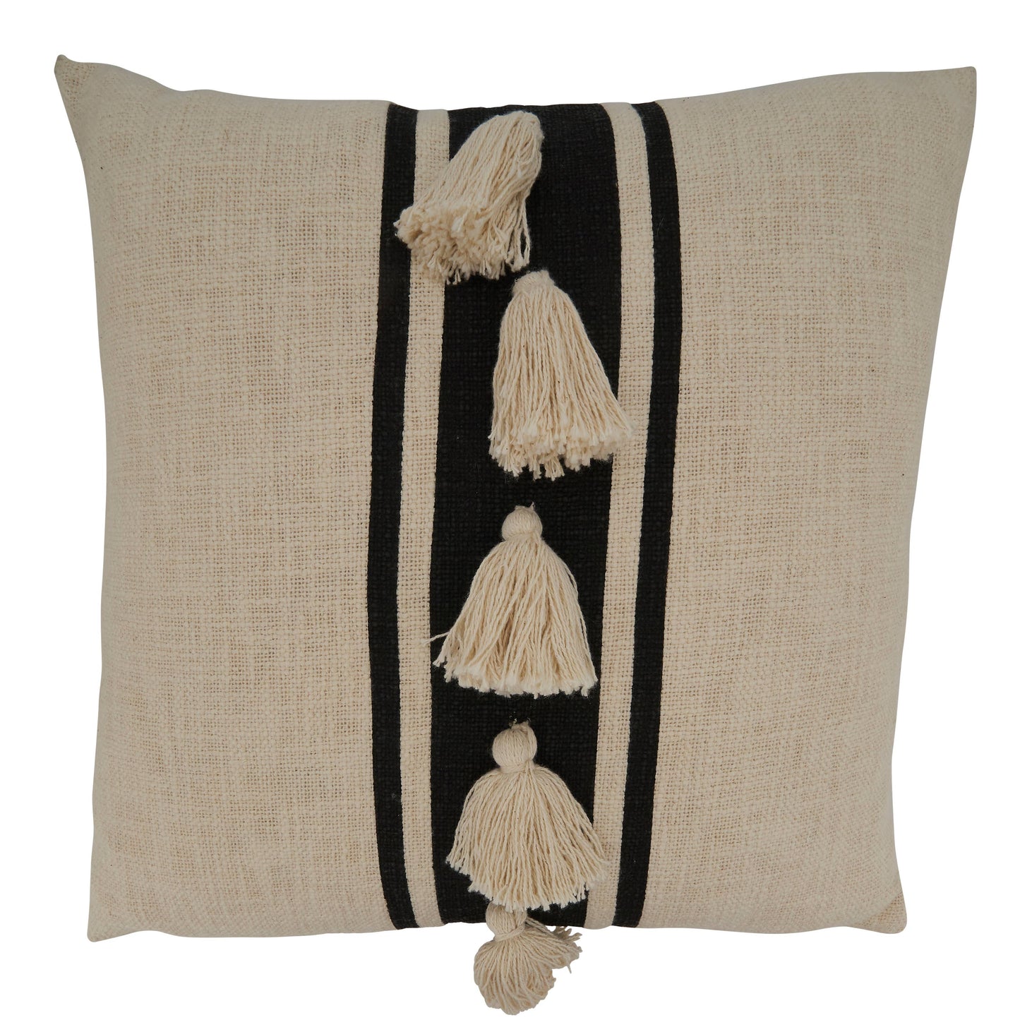 Striped Tassel Pillow Cover Only