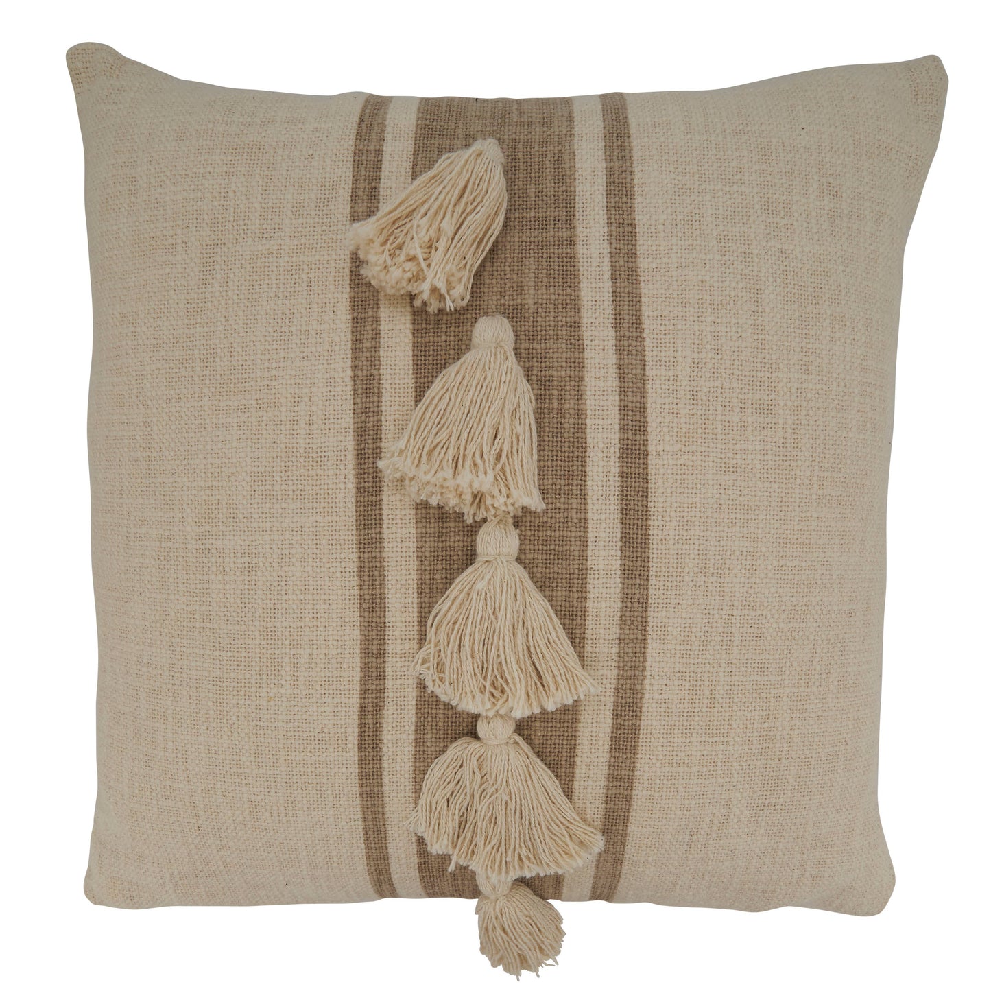 Striped Tassel Pillow Cover Only