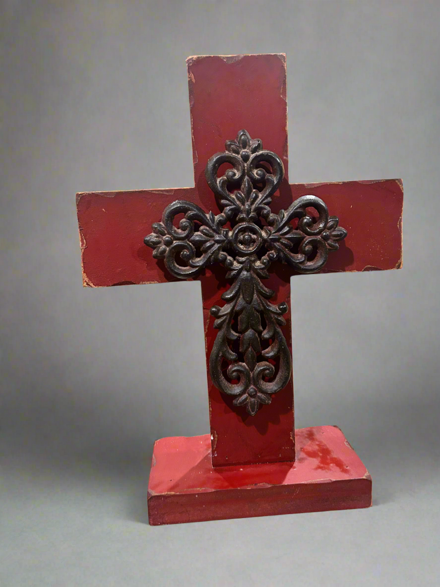 Wooden cross on wood