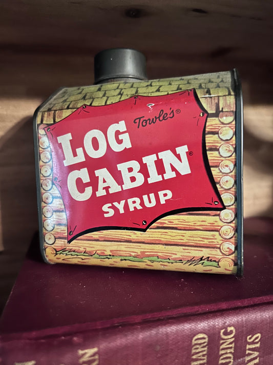 Log Cabin syrup tin piggy bank