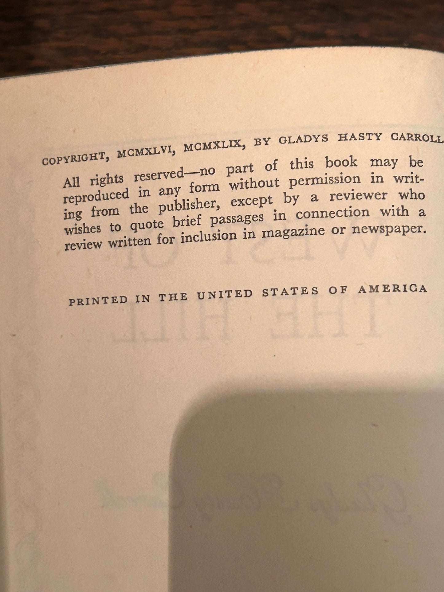 Vintage West of The Hill by Gladys Hasty Carroll