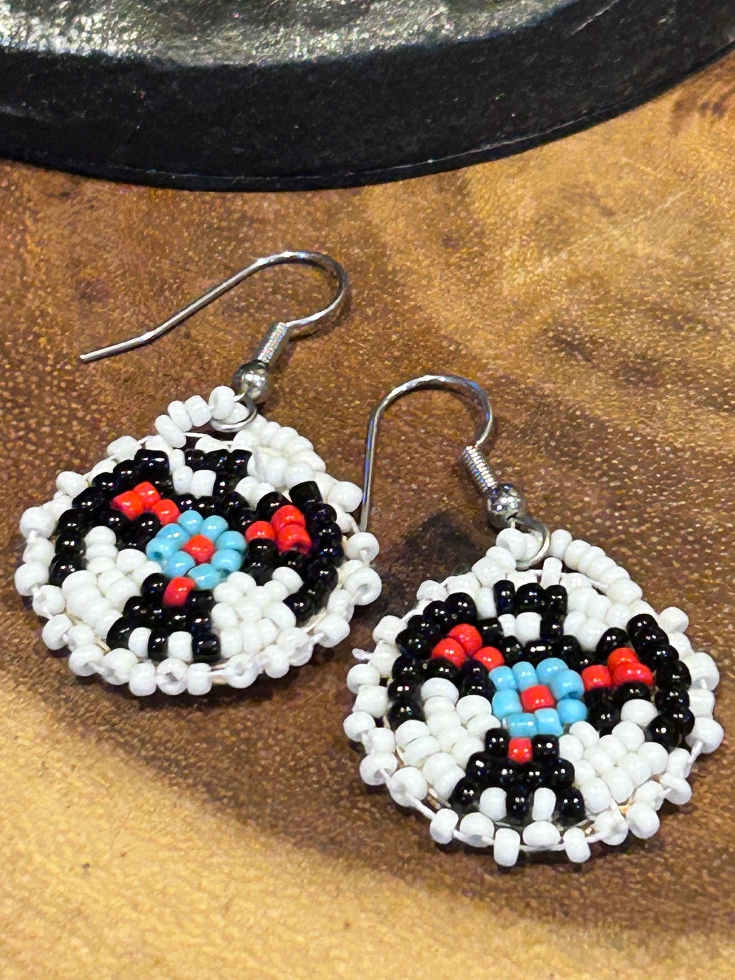 Hand beaded seed bead earrings